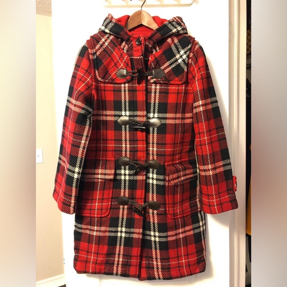 ELAND wool plaid red & black& white winter coat / jacket for women - Picture 1 of 9